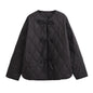 Women's Loose Cotton Quilted Fashion Zipper Thin Coats
