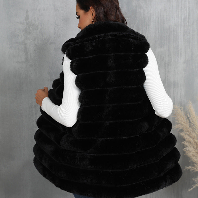 Women's Faux Fur Mid-length Zipper Winter Clothing