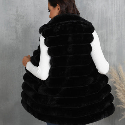 Women's Faux Fur Mid-length Zipper Winter Clothing