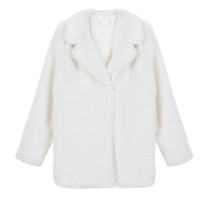 Women's Imitation Tuscan Fur Collar Mid-length Overcoat Coats