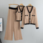 Women's Fashion Autumn Slimming Wide Leg Knitted Suits