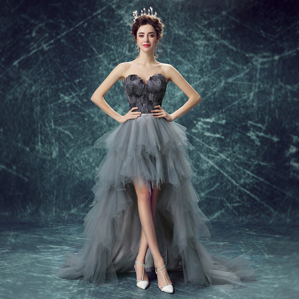 Tube Princess Bride Front Back Long Wedding Dresses
