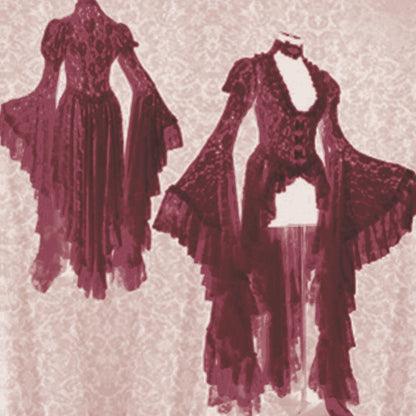 Women's Vintage Court Style Lace Embroidery Sexy Patchwork Antique Dresses