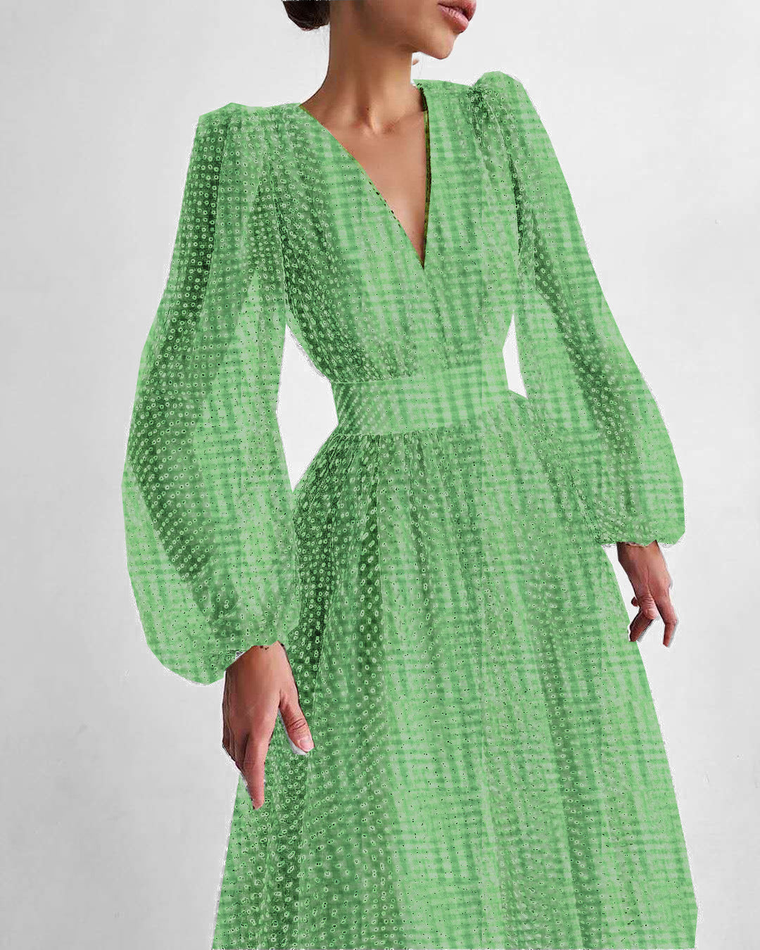 Elegant Lady Puff Sleeve Polka Dot Dresses