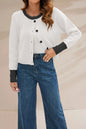Women's Single Row Button Contrast Color Knitted Sweaters
