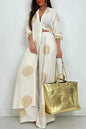 Women's Loose Long Printed Robe Two-piece Set Tops