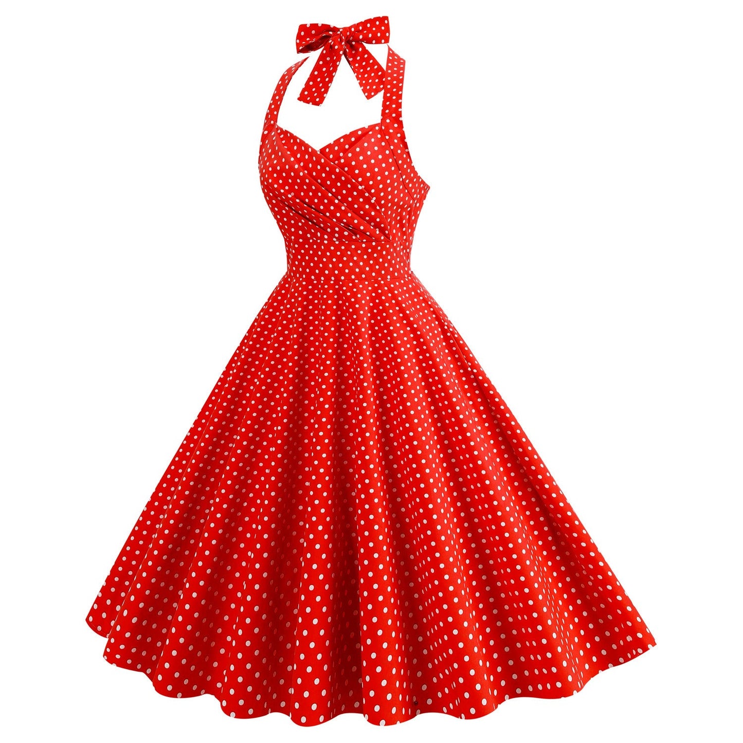 Color Polka Dot Halter High Waist Dresses