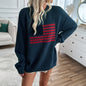 Women's Casual Loose Yarn-dyed Independence Day Long Sweaters