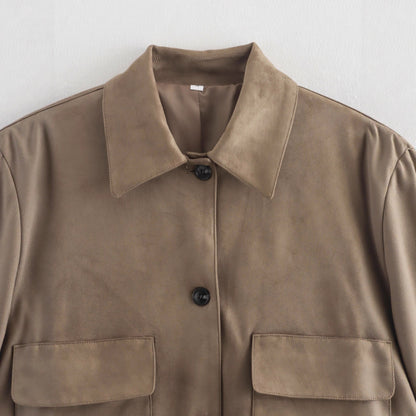 Women's Autumn Fashion Polo Collar Large Mouth Pocket Decoration Jackets