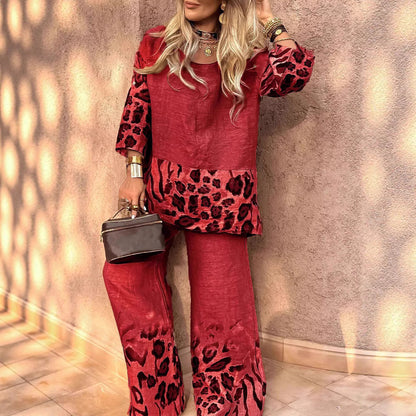 Women's Floral Print Mid-length Sleeves High Waist Suits
