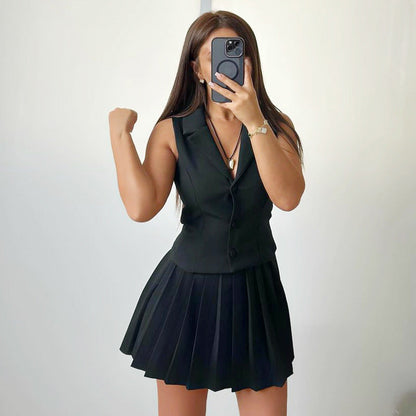 Women's Summer Pleated Fashion Casual Two-piece Suits