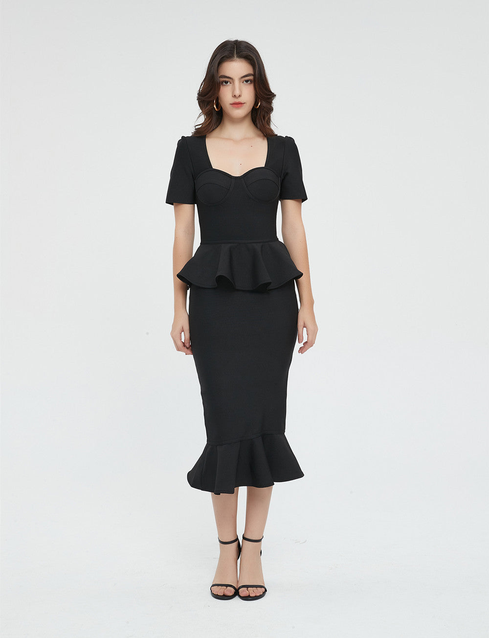 Women's Elegant Sleeve Ruffles High Waist Dress Dresses