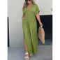 Solid Color Bat Sleeve Elastic Waisted Slimming Dresses