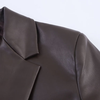 Women's Durable Fashion Casual Leather Effect Coats