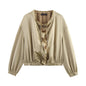 Women's Spring Laminated Decoration Silk Satin Texture Blouses
