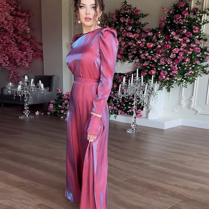 Static Flash Glass Satin Saudi Elegant Dresses
