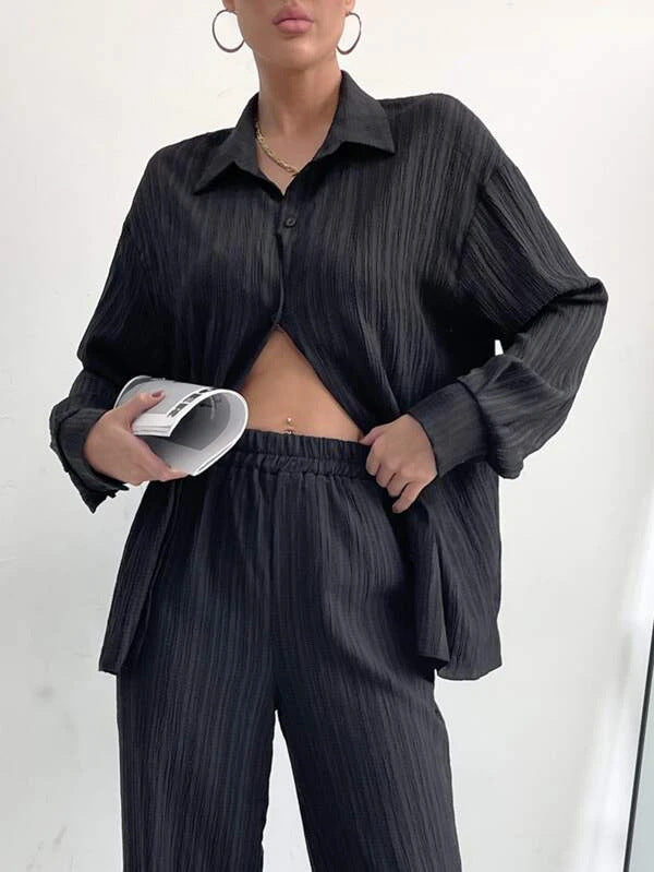 Women's Autumn Shirt Collar Loose Casual Suits