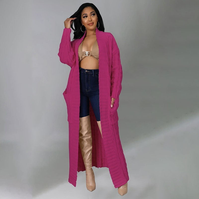 Women's Fashion Casual Long-sleeved Long Solid Color Sweaters