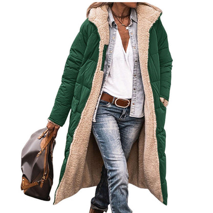 Solid Color Hooded Cotton Long Sleeve Double-sided Wear Jackets