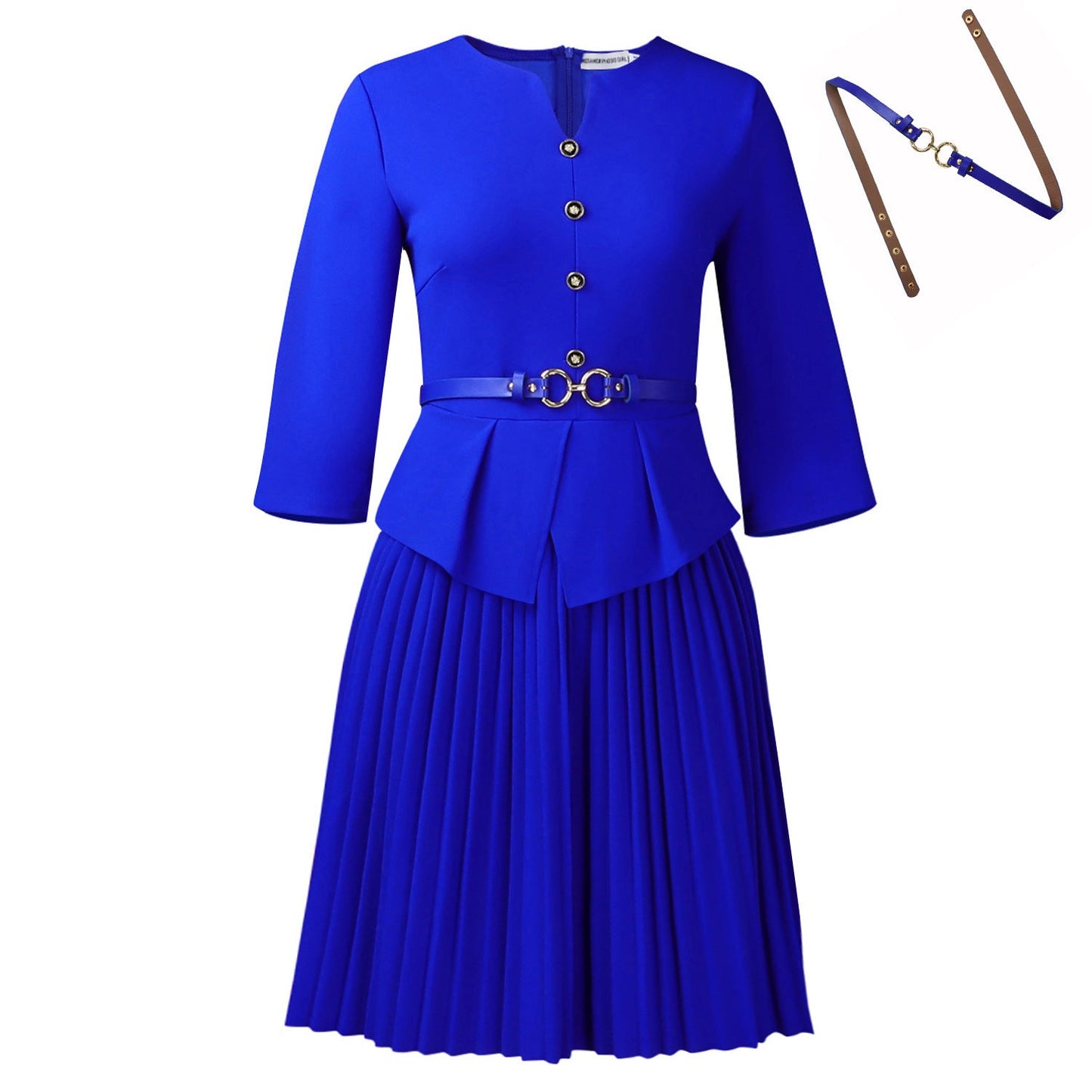 Women's Three-quarter Sleeve Fashionable Elegant Pleated Dress Dresses