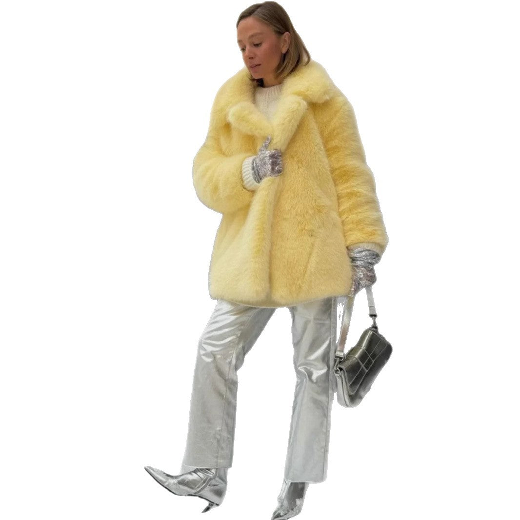 Winter Imitation Fox Fur Loose Mid-length Female Coats