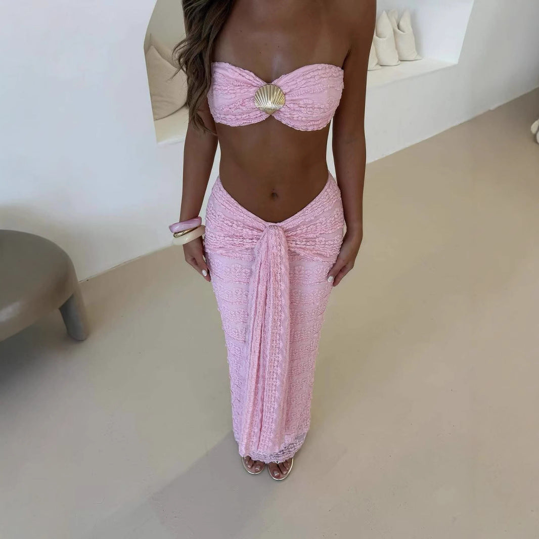 Lace Jacquard Vacation Seaside Casual Swimsuit Suits