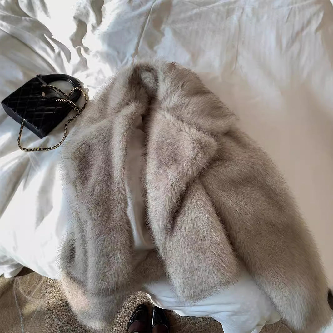 Women's Protection Furry Fur Large Lapel Temperament Imitation Coats