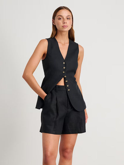Women's Cotton Linen Summer Commuter Casual Shorts