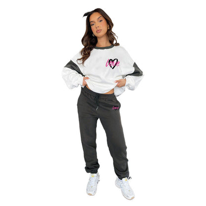 Women's Peach Heart Multicolor Printing Fashion Casual Suits