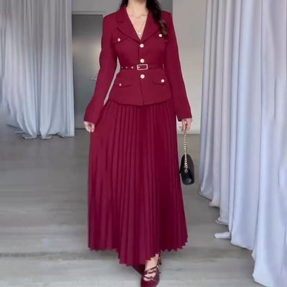 Women's Fashion Charming Elegant Long Pleated Suits