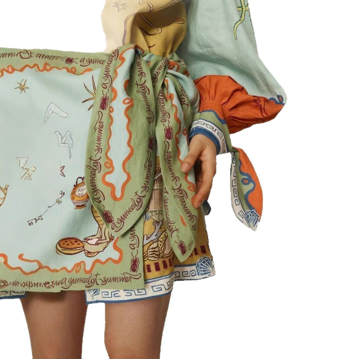 Casual Linen Shirt Collar Fake Two-piece Dresses