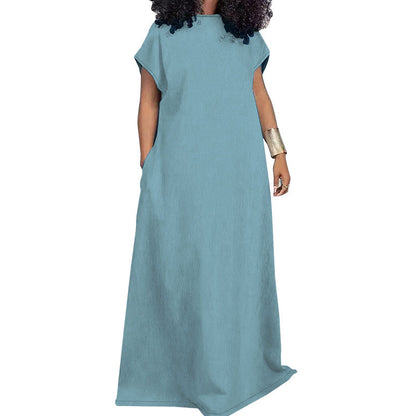 Women's Large Denim Sleeveless Backless Long Dress Dresses