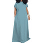 Women's Large Denim Sleeveless Backless Long Dress Dresses