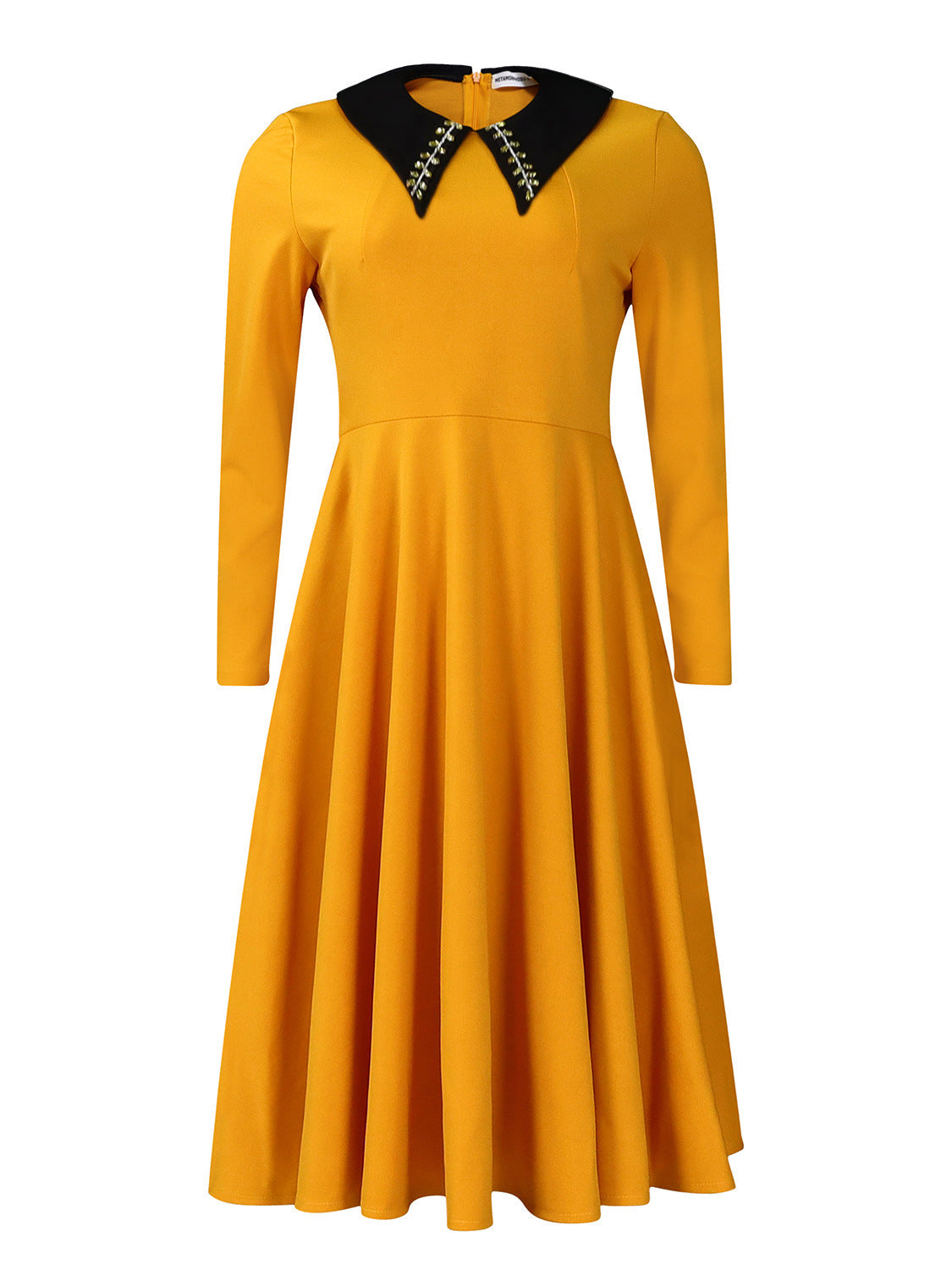 Women's Long Sleeve Turn-down Collar Elegant Slimming Large Dresses