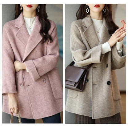 Herringbone Pattern Loose Western Style Slimming Small Coats