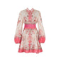 Design High Version Single-breasted Stand-up Collar Puff Sleeve Dresses