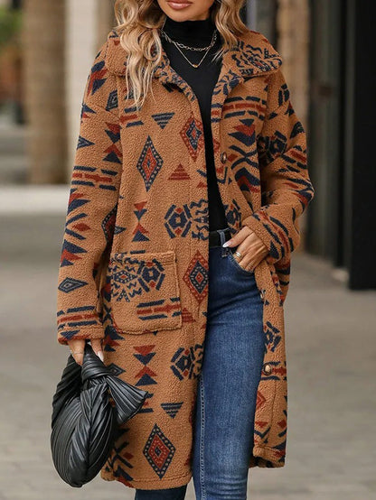 Women's Stylish Lapel Long Sleeve Plush Coats