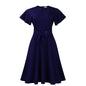 Women's Summer Fashion Temperament Pure Color Sleeve Dresses