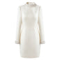 Beaded Stand-up Collar Long-sleeved Dress Light Dresses