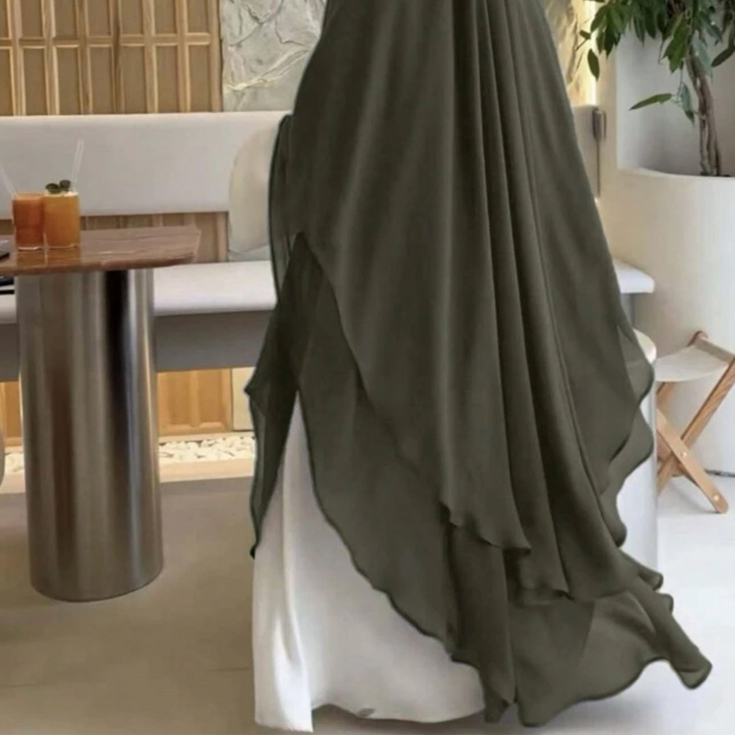Solid Color Front Rear Chiffon Big Dresses