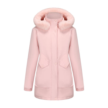 Women's Parka Fleece-lined Korean Style Big Fur Coats