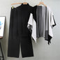 Women's Fashionable Knitted Color Matching Shawl Three-piece Suits