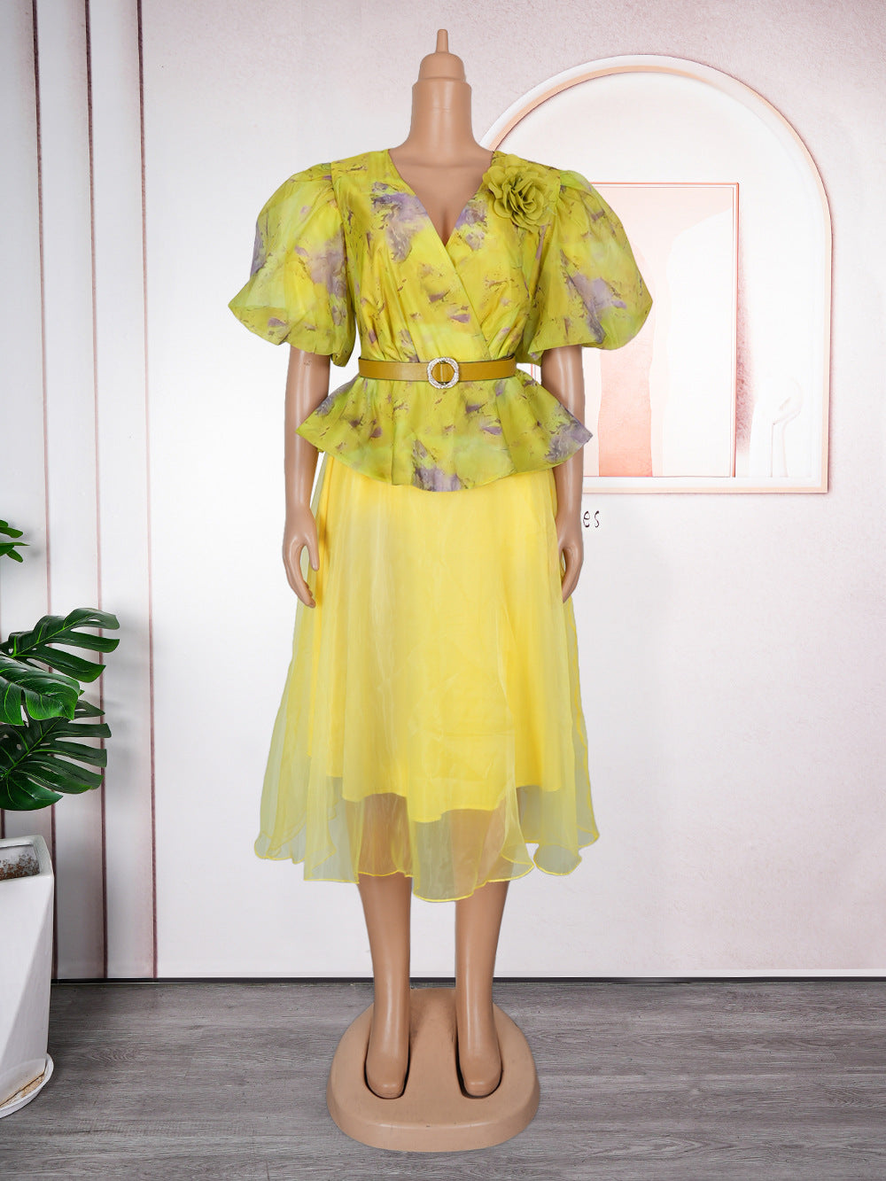 Puff Sleeve Elegant Dress African Printed Dresses