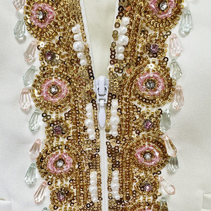 Fashion Embroidered Sequin Bead Diamond Trousers Suits