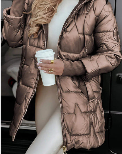 Beautiful Winter Hooded Cotton Triple Zipper Coats