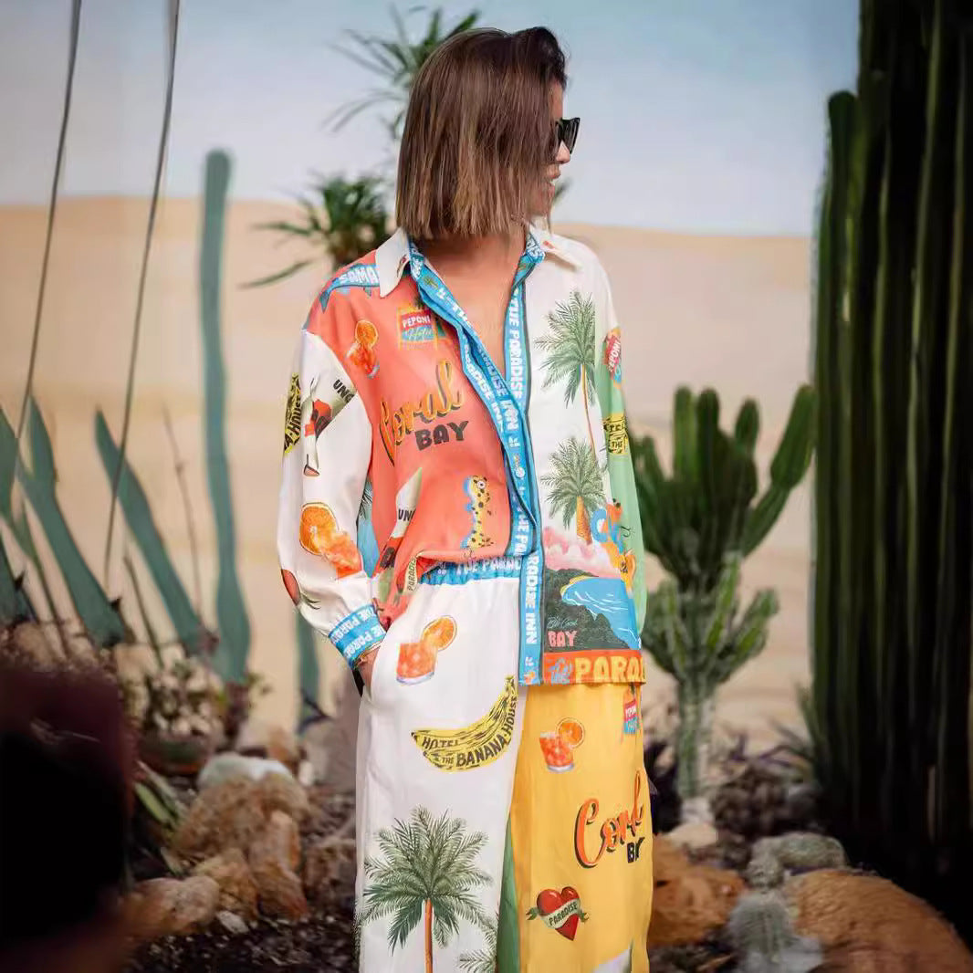 Fashion Personalized Printed Linen Color Matching Suits