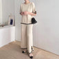 Women's Retro Lazy Style Contrast Color Knitting Suits