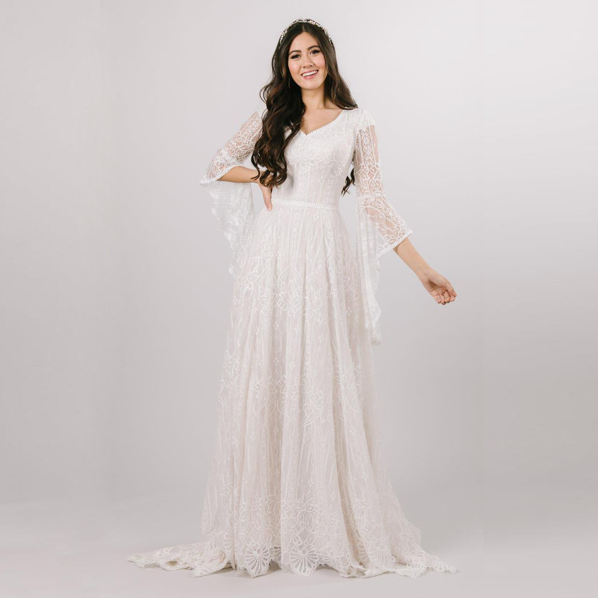 Women's Sleeve Lace Loose Elegant Pregnant Graphy Wedding Dresses