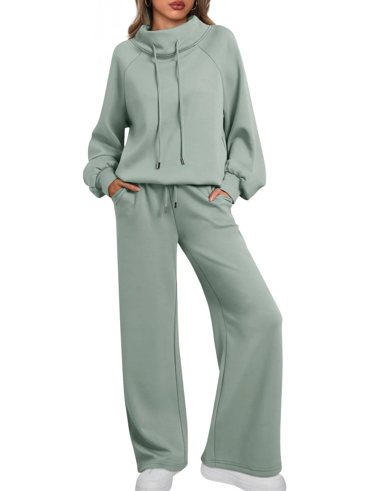 Women's Long Sleeve Wide Leg Fashion Waist Suits
