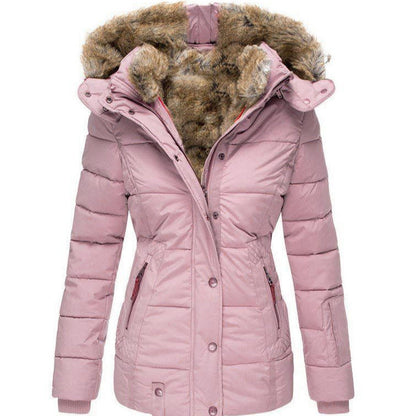 Women's Fur Collar Cotton Clothes Zipper Slim Coats